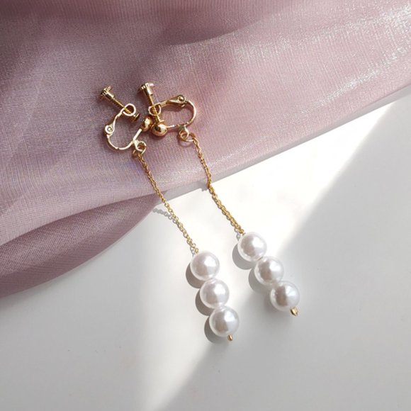 💕LAST ONE Clip-on Pearl Metal Earrings - Picture 3 of 9